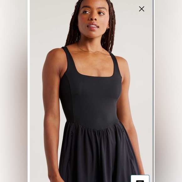 NWT- Zella Effortless Square Neck Midi Dress, Black, Small - Picture 4 of 12